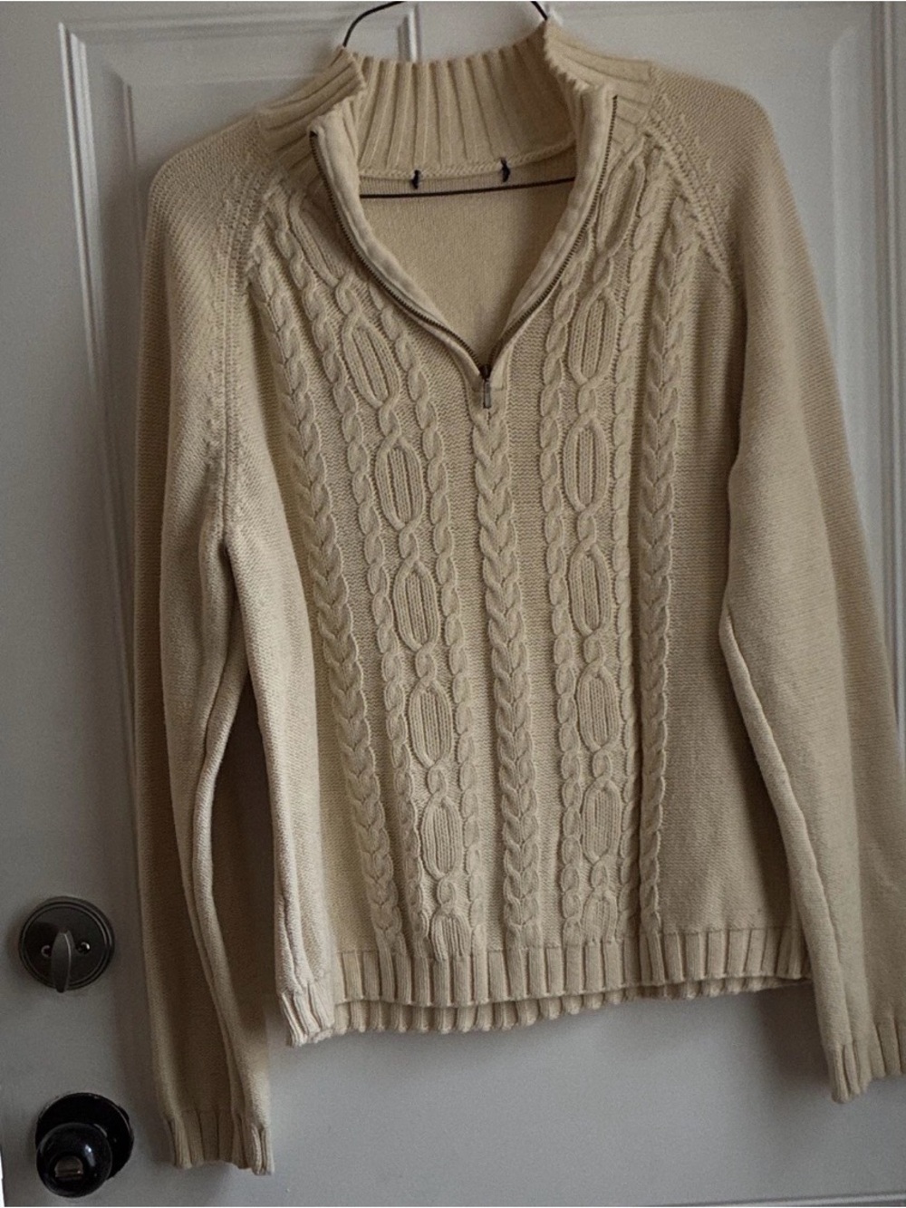 Cream Cable Knit Half-Zip Sweater